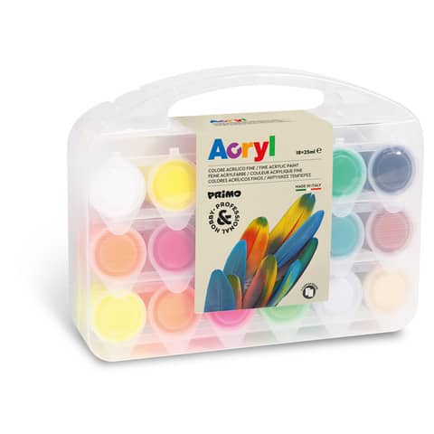 Valigetta colori acrilici Hobby Primo in conf. da 18 colori assortiti + accessori 416TB18ASP